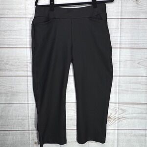 Acegolfs Womens Black Pull On Capri Pants Cropped Trousers Size Large Golfcore